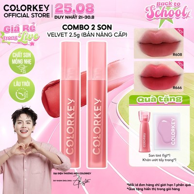 COMBO - COLORKEY Son Velvet Mới, Chất Son Kem Nhung, Mịn Lì, Lên Màu Chuẩn 2.5g