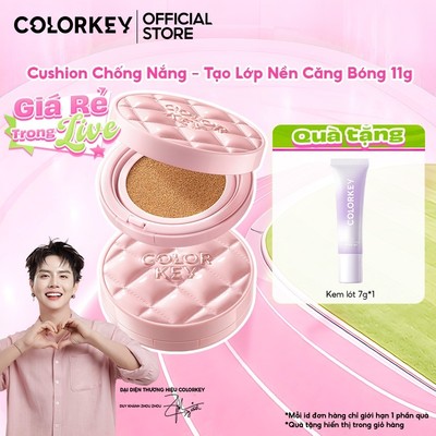 COLORKEY Cushion Chống Nắng SPF50+ PA++++ Kẻ Ô Hồng, Mỏng Nhẹ, Lâu Trôi 24H,  Nâng Tone Tự Nhiên, Dưỡng Sáng 3% Niacinamide 11g