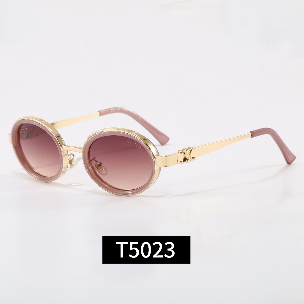 Celine Châu Âu Mỹ Retro Kim Loại Cạnh Nhỏ Khung Tròn Kính Mát Nhiều Màu Khung Ánh Sáng Sang Trọng Ti