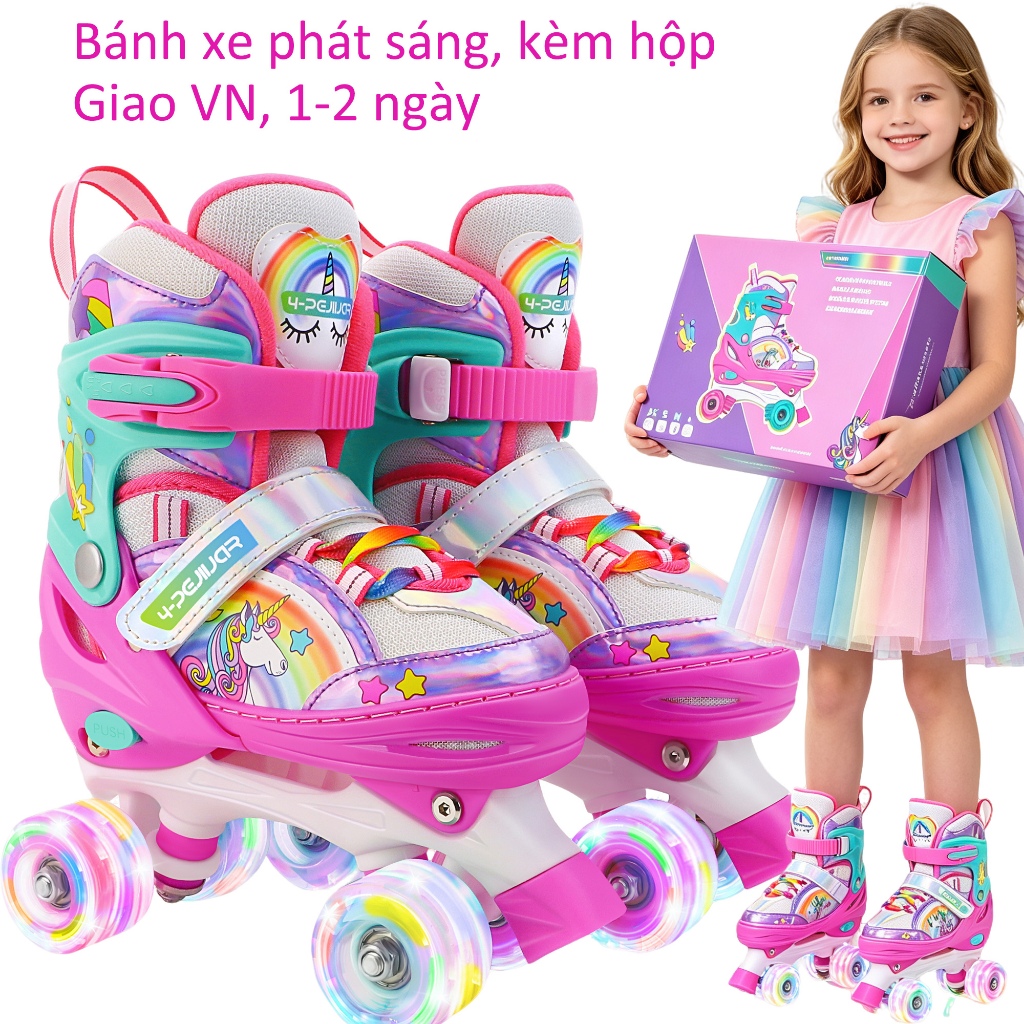 Giày trượt patin trẻ em Unicorn, giày trượt patin trẻ em có bánh xe bật sáng, giày trượt patin có th