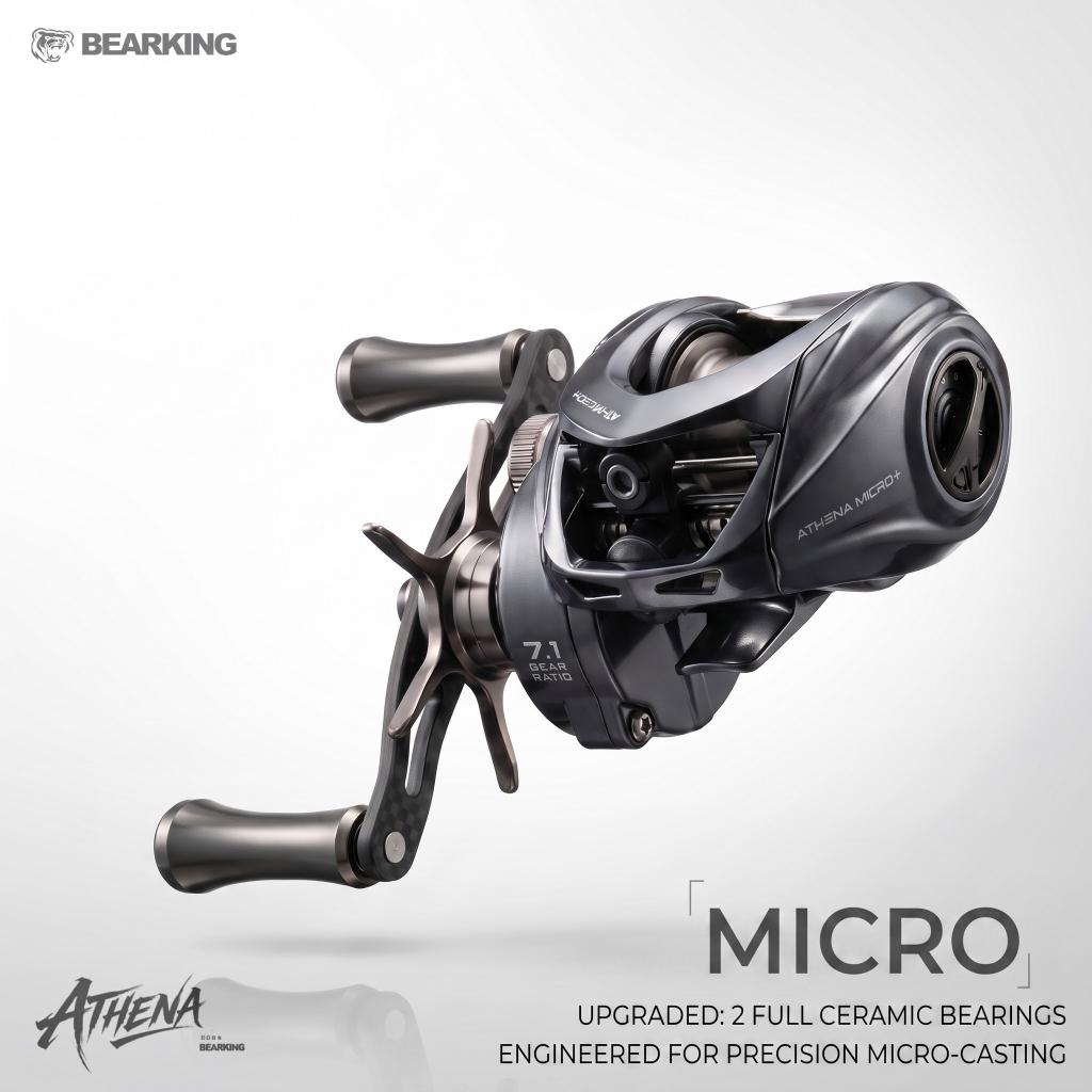 BEARKING Athena Mới - Baitcasting Reel 133g Siêu Nhẹ, 7+1 Vòng Bi, Tỷ Lệ 7.1:1, Phanh Tay Cầm, Carbo