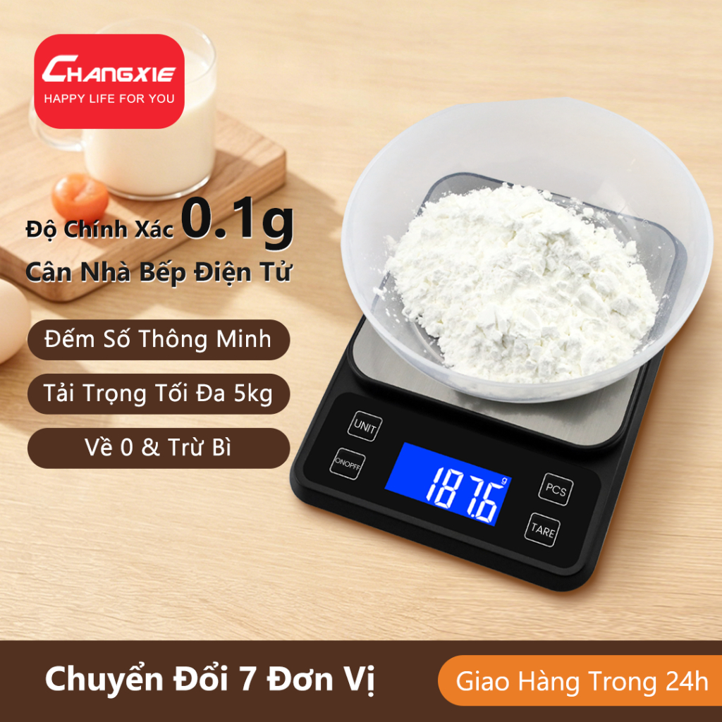 CHANGXIE 5kg / 0,1g Cân nhà bếp Đếm số thông minh Chức năng trừ bì Kitchen Scale Digital Scale Cân đ