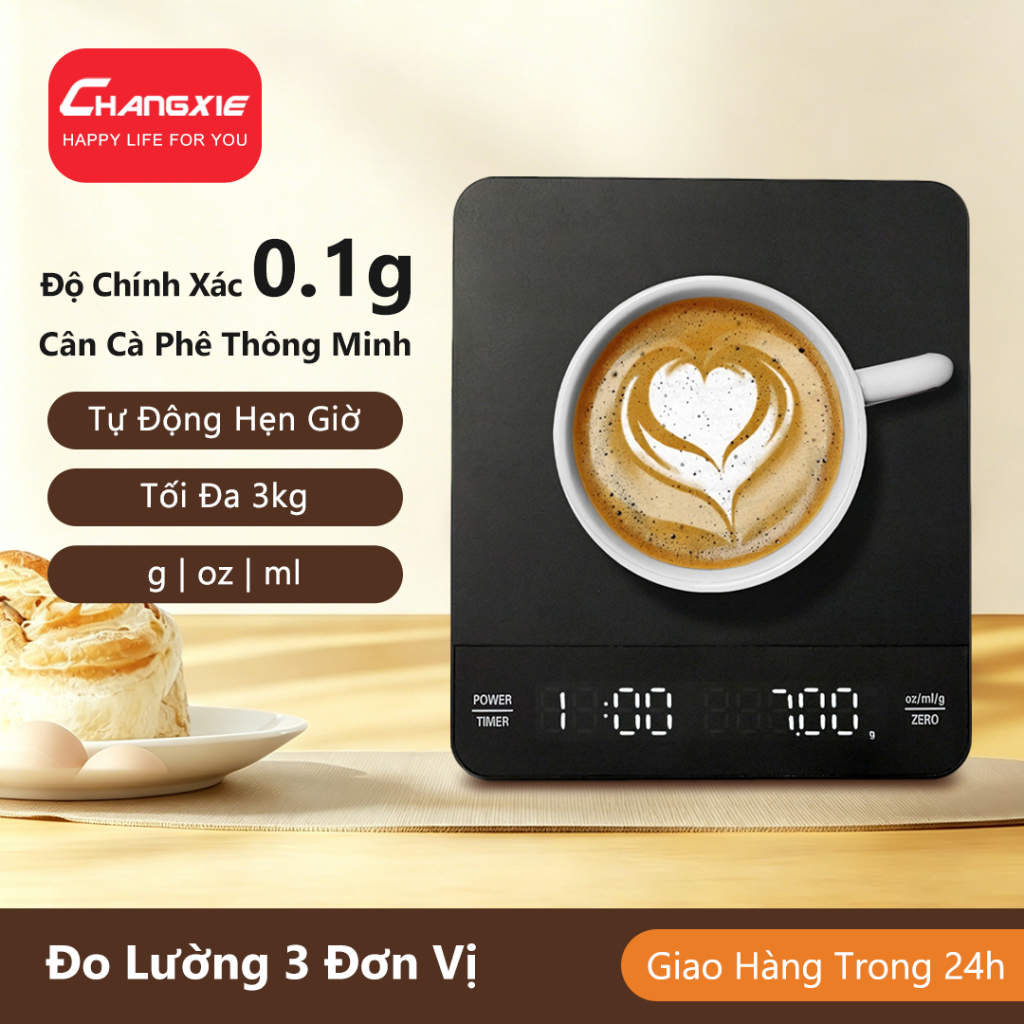 CHANGXIE 3kg / 0,1g Cân cà phê Có hẹn giờ Coffee Scale Cân điện tử cà phê Cân pha cà phê espresso ca
