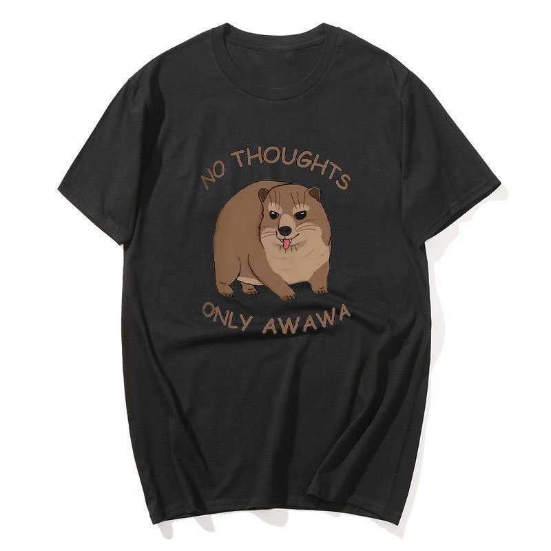Hyrax Không Có Suy Nghĩ Chỉ Awawa Ngộ nghĩnh Meme Áo Nam Nữ Thời Trang Kawaii Dễ Thương Hài Hước Áo 