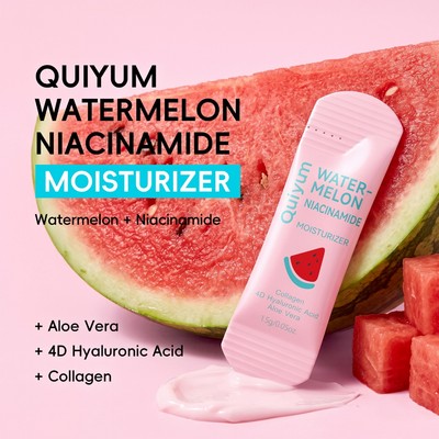 QUIYUM Dưa Hấu Niacinamide Kem Dưỡng Ẩm 1.5g Gói 4D Hyaluronic Acid Collagen Lô Hội Dưỡng Ẩm Mặt Kem Du Lịch Mẫu