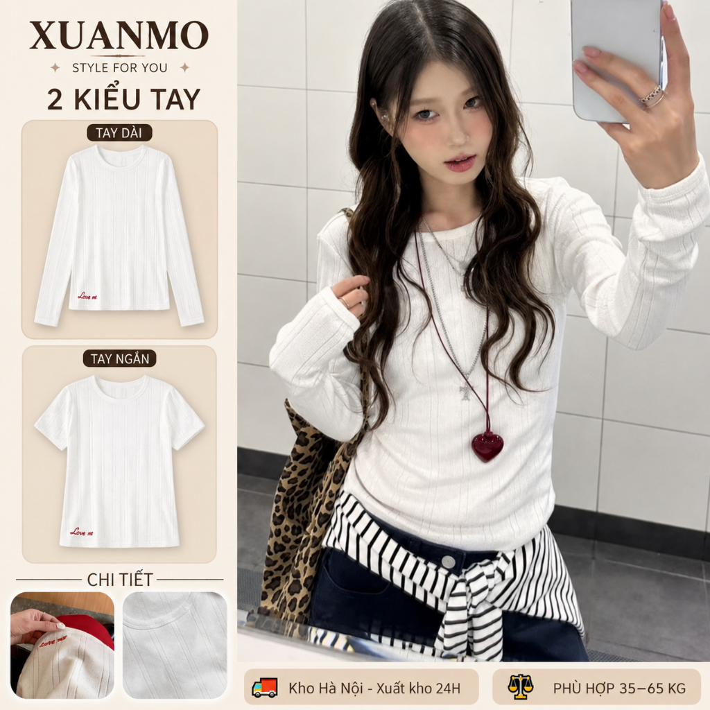 Áo baby tee Áo thun ôm body tay dài Mùa Thu Đông Áo Sơ Mi Nữ Phong Cách Hàn…