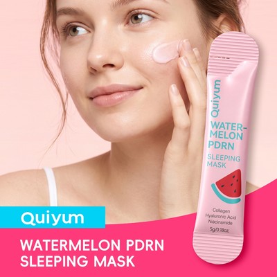 QUIYUM Dưa Hấu PDRN Mặt nạ ngủ Gói 5g Cá hồi DNA Collagen Niacinamide Dưỡng ẩm qua đêm Mặt nạ phát sáng Gói du lịch