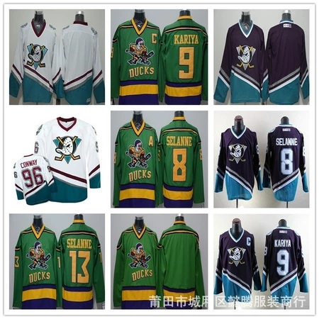 NHL Khúc Côn Cầu Jersey Khúc Côn Cầu Vịt 969 Xanh Tím Phiên Bản Phim hiphop Plus Size Jersey