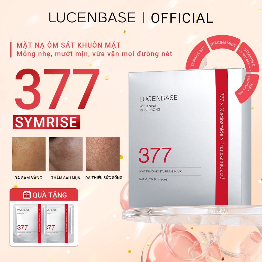 1 Hộp 10 miếng Mờ Thâm Mặt nạ làm sáng & dưỡng ẩm LUCENBASE 377 25ml/miếng
