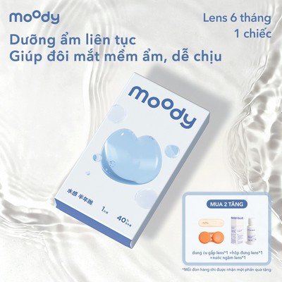 [01 chiếc] Kính áp tròng trong suốt không màu moody, lens nửa năm, 14.2mm, có độ cận (1-10)