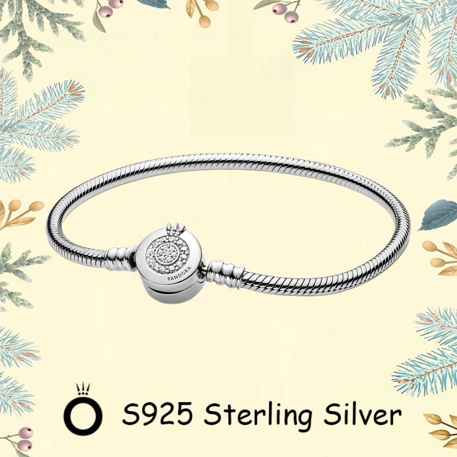 Pandora Quà Tặng Ngày Lễ Tình Nhân S925 Bạc Tối Giản DIY Cặp Đôi Trang Sức Chính Hãng Cho Nữ Lấp Lán