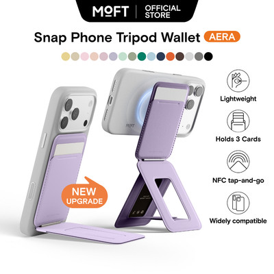 MOFT Snap Điện Thoại Tripod Ví AERA Giá Đỡ Thẻ NFC Giữ 1-3 Thẻ Mulit-Angle Có Thể Điều Chỉnh Giá Đỡ Điện Thoại Từ Tính Mạnh Tương Thích Với iPhone 17 / 16 / 15 / 14 / 13 / 12 Series