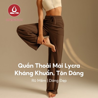 MOVING PEACH Quần Thể Thao Ống Rộng Lưng Cao Có Túi Thoải Mái Cho Nữ ELC