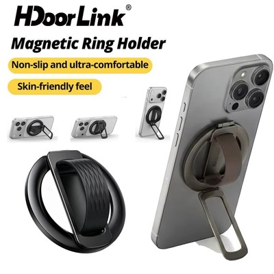 Giá đỡ vòng điện thoại từ tính HdoorLink có vòng silicon 180°Giá đỡ bàn gấp hợp kim kẽm xoay cho IOS 17 / 16 / 15