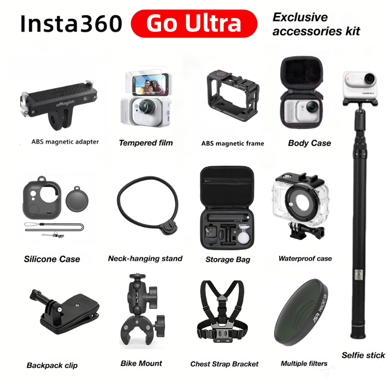 Bộ phụ kiện đa năng cho Insta360 GO Ultra Wearable Đi xe đạp lặn gắn bảo vệ Dây đeo ngực Dây đeo cổ 