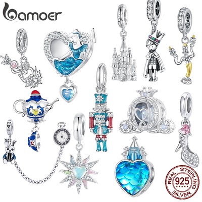 Bamoer Bạc 925 Quyến Rũ Cổ Tích Truyện Công Chúa Mặt Dây Chuyền Phụ Kiện Series Cho Vòng Tay DIY