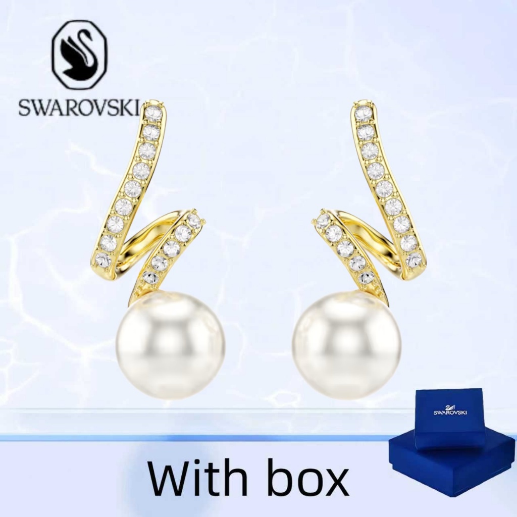 Swarovski (có hộp) mua bông tai trang sức bạc nguyên chất Gabriella Lấp Lánh Tinh Tế Melet Xoắn Ốc G