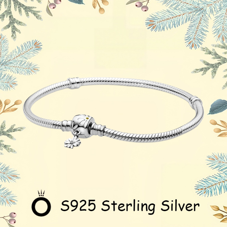 Pandora Quà Tặng Ngày Lễ Tình Nhân S925 Bạc Tối Giản DIY Cặp Đôi Trang Sức Chính Hãng Cho Nữ Hoa Cúc