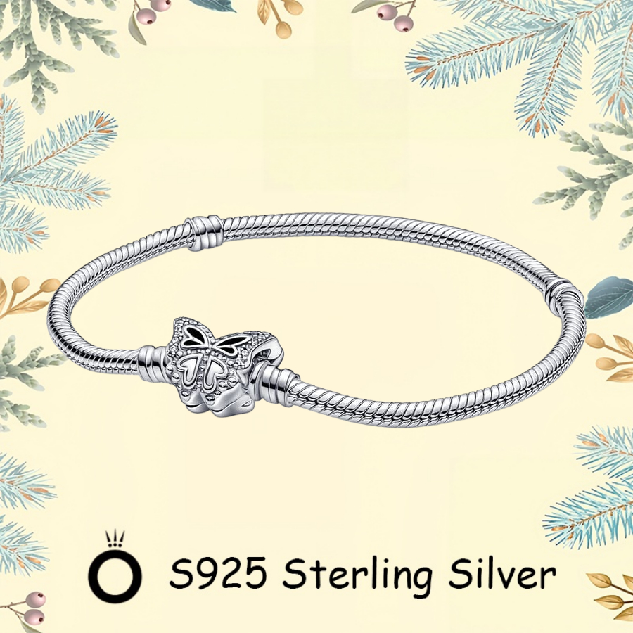 Pandora Quà Tặng Ngày Lễ Tình Nhân S925 Bạc Tối Giản DIY Cặp Đôi Trang Sức Chính Hãng Cho Nữ Bướm Kh