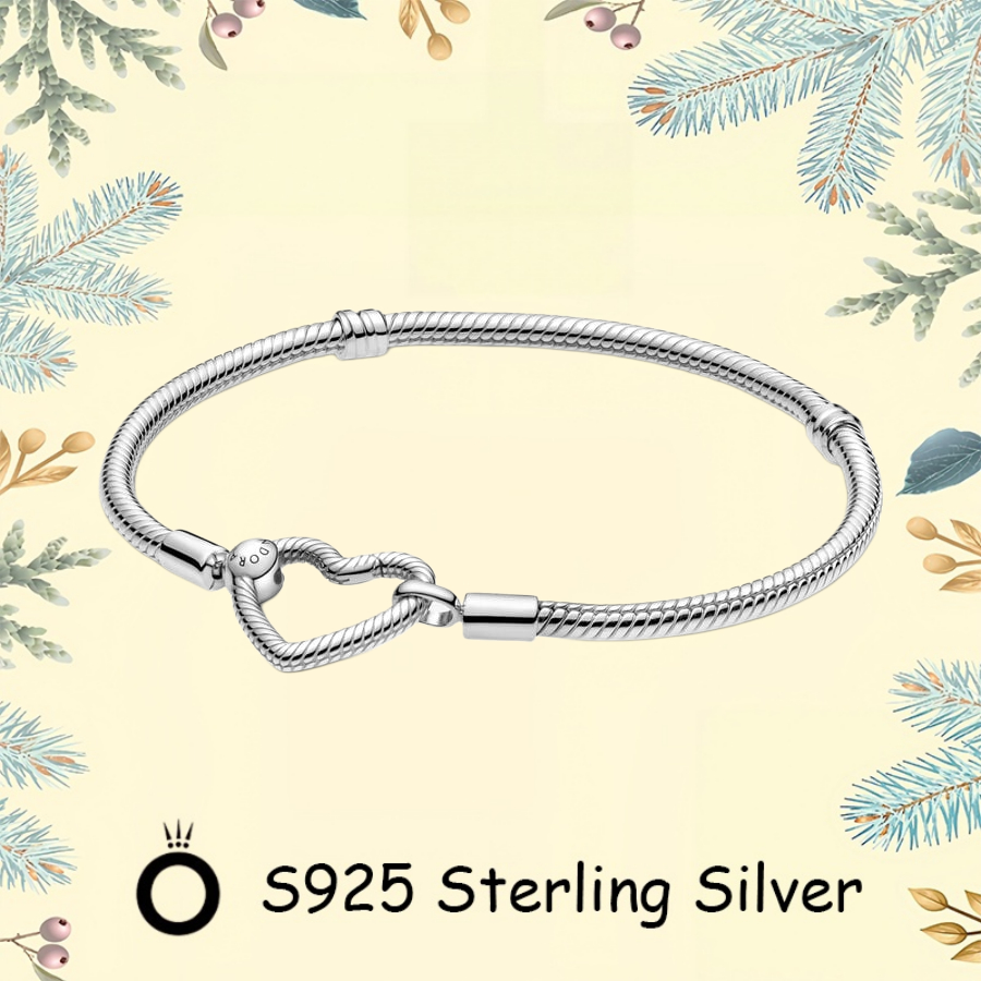 Pandora Quà Tặng Ngày Lễ Tình Nhân S925 Bạc Tối Giản DIY Cặp Đôi Trang Sức Chính Hãng Cho Nữ Dây Xíc