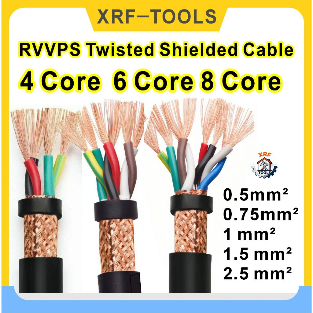 RVVPS Cáp xoắn được bảo vệ 4Core 6Core 8Core 0.5mm 0.75mm 1mm 1.5mm Cáp xoắn được bảo vệ RS485 Cáp đ