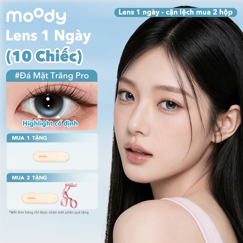 Set 10 chiếc kính áp tròng moody, lens 1 ngày highlight cố định Khóa trục, giãn tròng 14.2 - 14.5mm