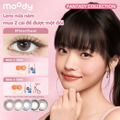 [lens moody 6 tháng mẫu đa dạng - 01 chiếc] Kính áp tròng 6 tháng moody Heartbeat, tone màu ngọt ngào thơ mộng, lên màu chuẩn, có độ cận 0-7, độ giãn tròng 14.0 – 14.5mm