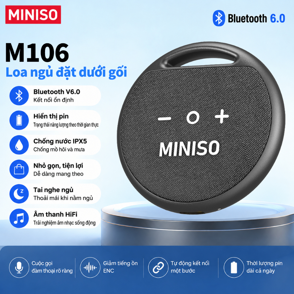 MINISO M106 Loa hỗ trợ giấc ngủ Công nghệ Bluetooth 6.0, chất lượng âm thanh tuyệt vời và chức năng 