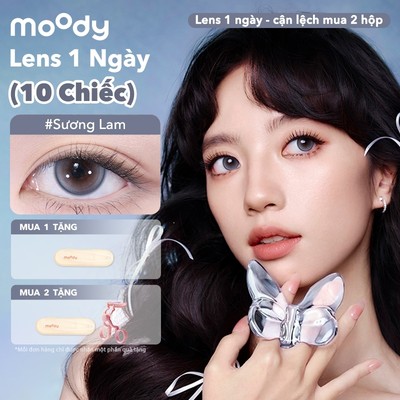 Set 10 kính áp tròng moody, giãn tròng 14.2 - 14.5mm, màu Sương Lam tự nhiên dễ phối đồ, có độ cận (0-7)