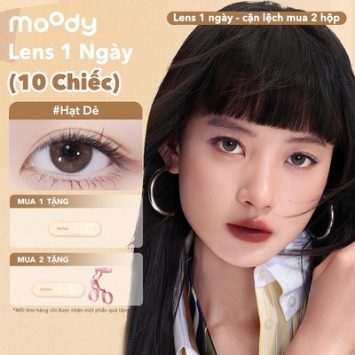 Set 10 chiếc kính áp tròng moody, lens 1 ngày Màu nâu tự nhiên, giãn tròng 14.2 - 14.5mm, Nâu Lục BST Tiểu Moo