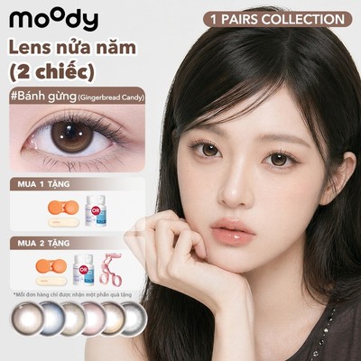 [lens moody 6 tháng - 02 chiếc] Kính áp tròng moody, 6 tháng, Bánh quy may mắn mẫu nâu đen tự nhiên, độ cận 0-7, độ giãn tròng 14.0 - 14. 5mm, giá 1 cặp (02 chiếc)