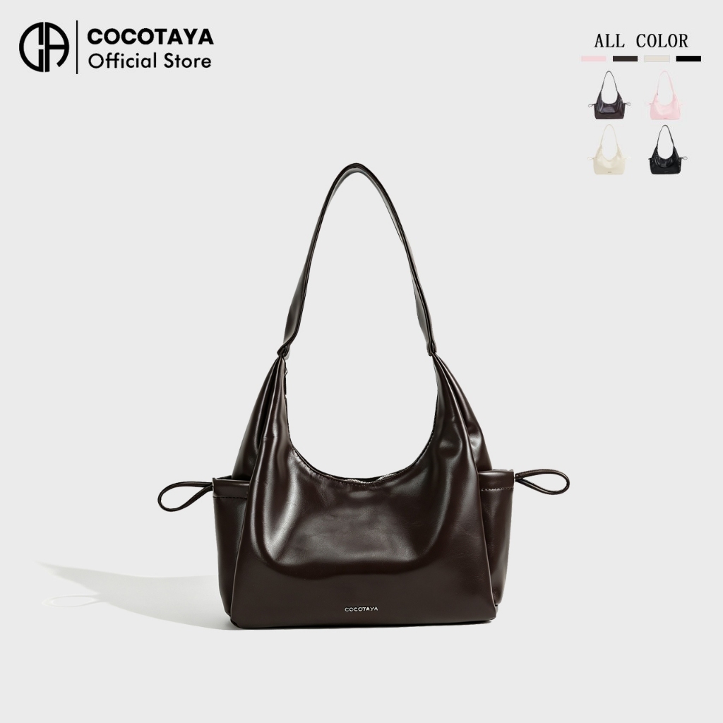 COCOTAYA Túi Tote da mềm dung tích lớn Túi đeo vai nhẹ đeo vai màu trơn đơn giản Túi đeo nách phù hợp