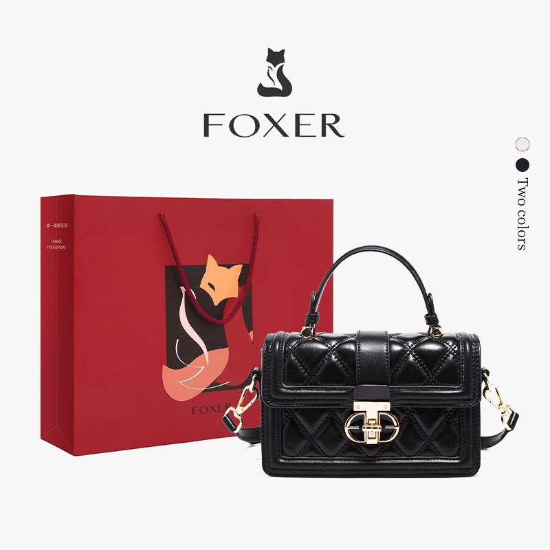 FOXER Túi xách vuông chần bông, thích hợp đeo chéo vai làm túi công sở