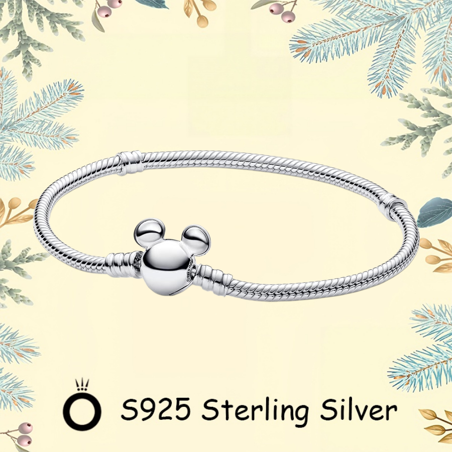 Pandora Quà Tặng Ngày Lễ Tình Nhân S925 Bạc Tối Giản DIY Cặp Đôi Trang Sức Chính Hãng Cho Nữ Disney 