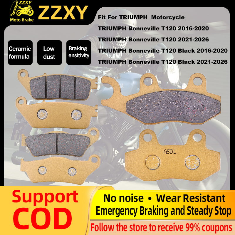 Cho TRIUMPH Bonneville T120 2016-2026 Bonneville T120 Đen 2016-2026 Má Phanh Sợi Gốm Hiệu Suất Cao Y