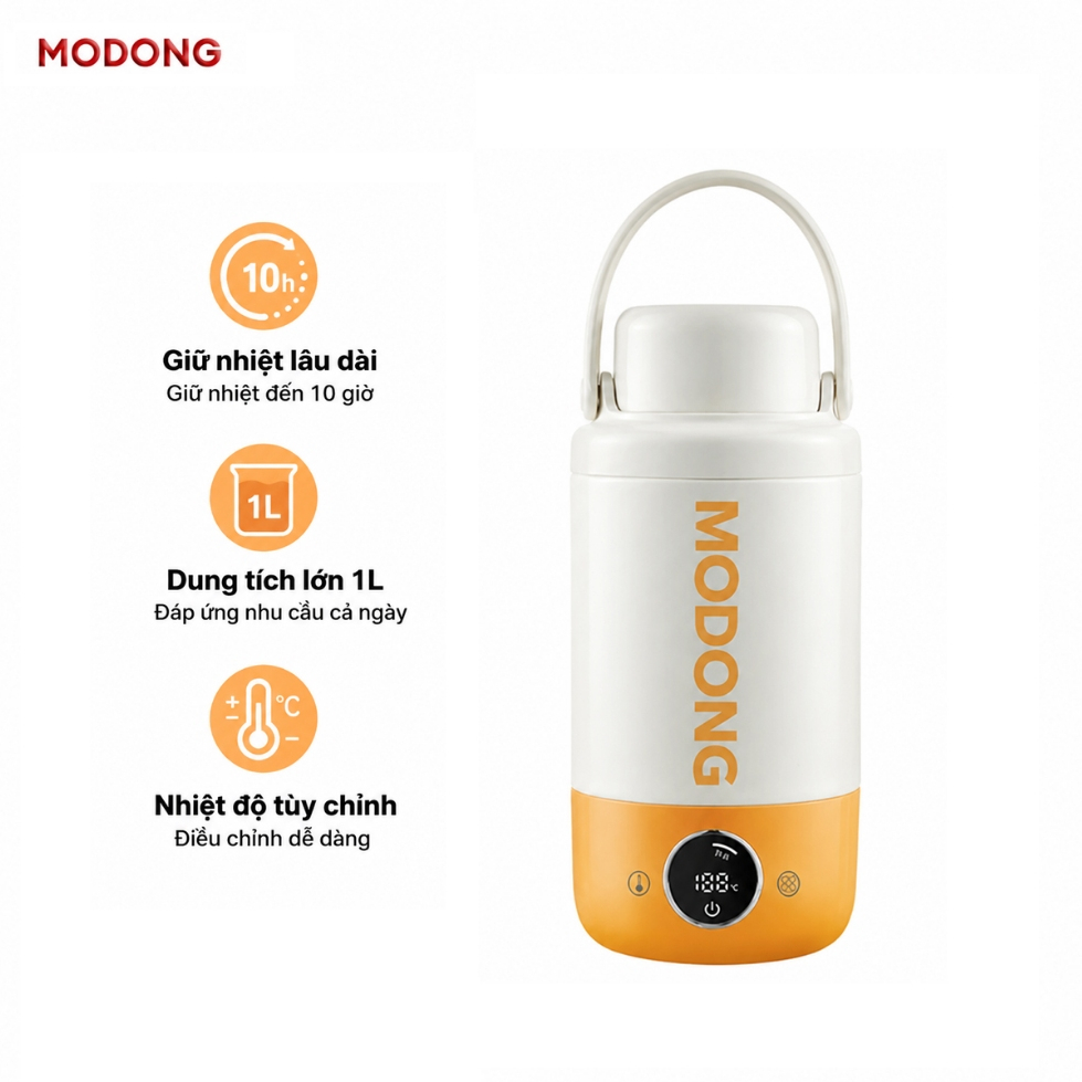MODONG Bình Đun Nước Di Động Cốc Nước Nóng Điện Thép Không Gỉ  316 MD-DSH03X 1000ml