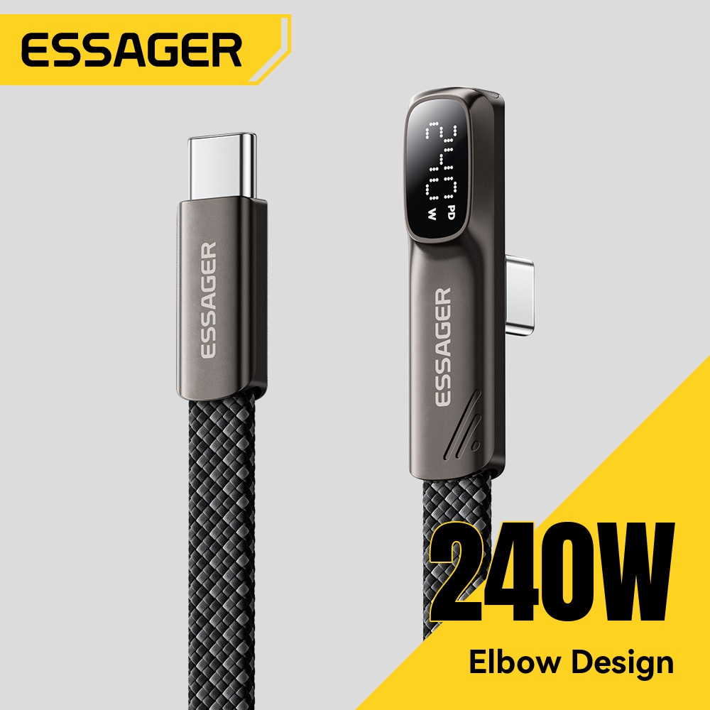 Cáp sạc nhanh kỹ thuật số ESSAGER2400W Bend Type-C Notebook PD Cáp sạc nhanh
