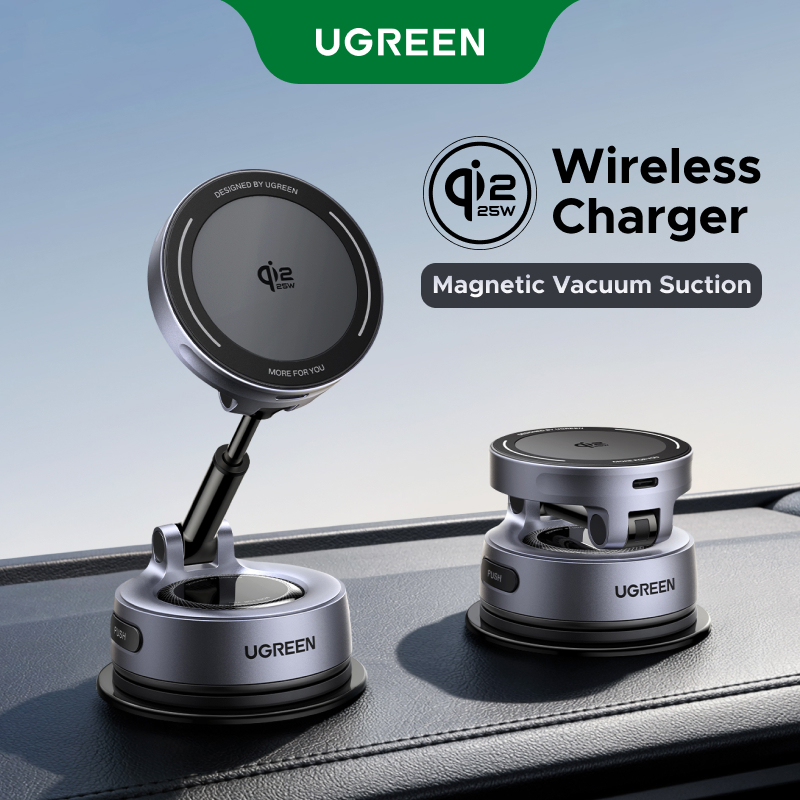 UGREEN Qi2 25W MagSafe Xe Sạc Hút Chân Không Gắn Từ Tính Mạnh 360° Cánh tay kính thiên văn xoay cho 