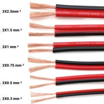 RVB Đỏ Và Đen Đôi Flat CableRed Và Đen Đỏ Trắng Đôi Flat CableRed Và Đen 22AWG 20AWG 18AWG 17AWG 16A