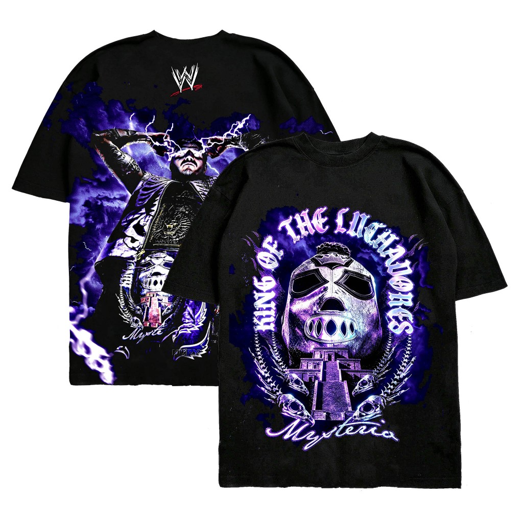 Áo thun nam màu đen Dominik Mysterio Lightning King Boxy mới