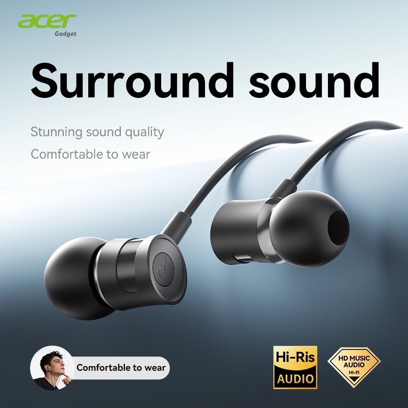 Acer OHW357 Tai nghe HiFi có dây trong tai 14mm Driver Type C Giao diện HiRes Âm thanh vòm toàn cảnh