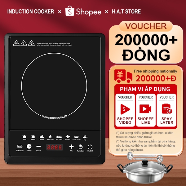 Đa chức năng 2200W Flat Induction Cooktop Màn hình kỹ thuật số Điều khiển cảm ứng Hẹn giờ Bảng điều 