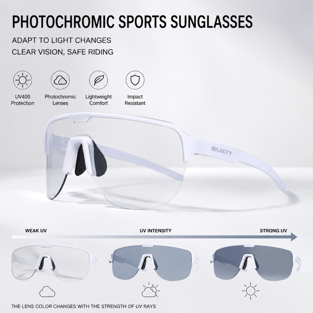 ELICIT Ngoài Trời Photochromic Đi Xe Đạp Kính Mát Nam Xe Đạp Đường Bộ Kính Nữ Thể Thao Leo Núi Đi Bộ