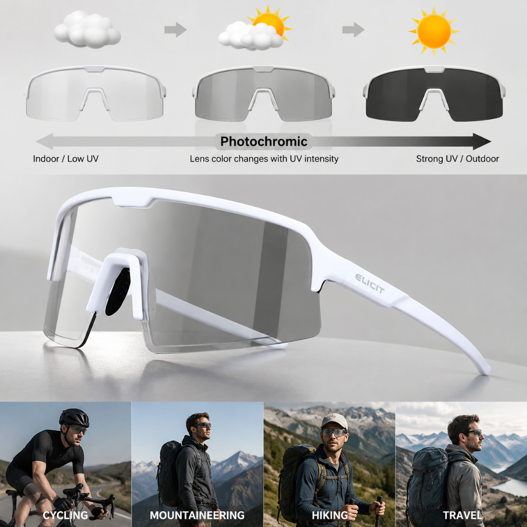 ELICIT Mới Ngoài Trời Photochromic Đi Xe Đạp Kính Mát Nam Nữ MTB Kính Mắt Xe Đạp Thể Thao Đi Bộ Đườn