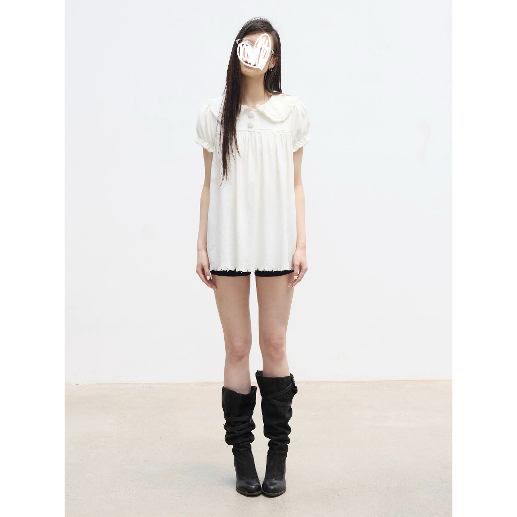 [Seeyou studio] Mùa thu phong cách Hàn Quốc Thiết kế sang trọng thời trang sang trọng ‐ Pan Collar L