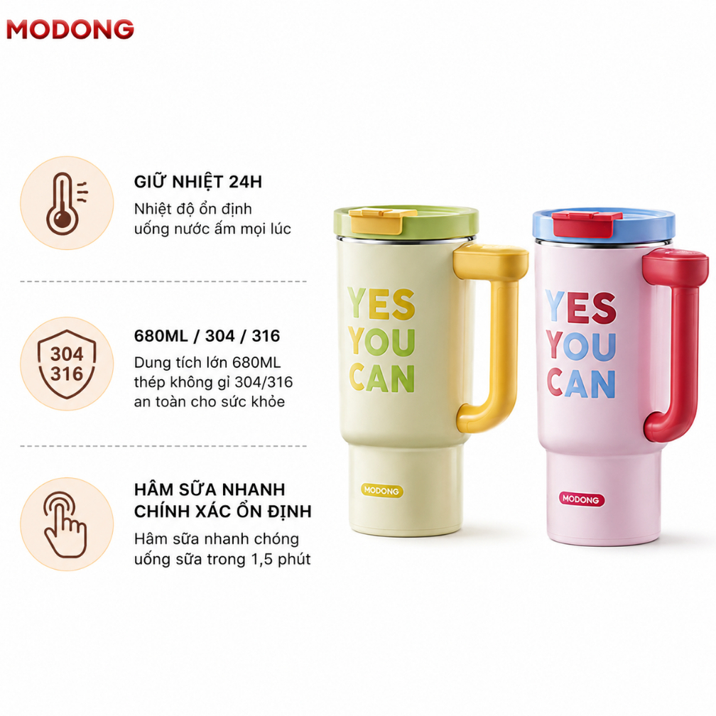 MODONG nước nóng điện Cốc nước cách nhiệt Cốc nước sôi di động