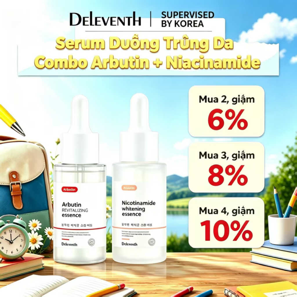 DEleventh Combo Serum làm trắng Arbutin+Niacinamide 30ml Làm mờ vết thâm nám làm sáng đều màu da