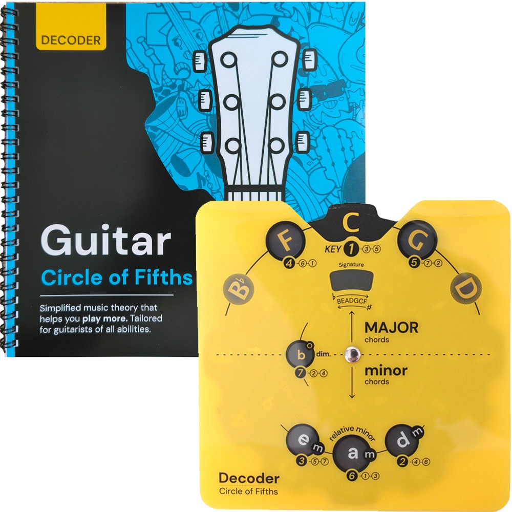 Sách lý thuyết và bánh xe Guitar Circle of Fifths -Chord & Key Decoder với cuốn sách lý thuyết dễ ba