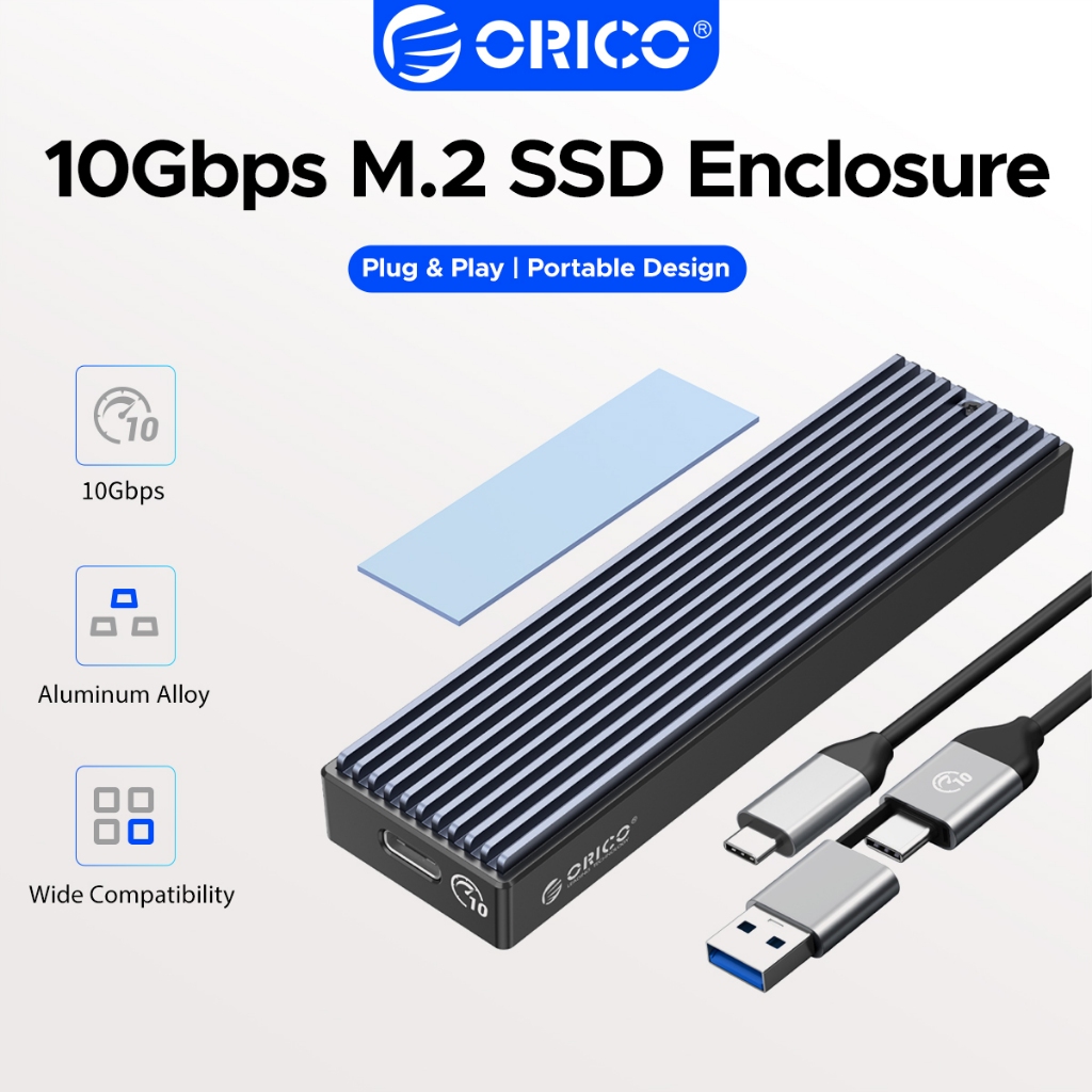 Vỏ SSD ORICO M.2 Giao thức kép Vỏ ổ cứng gắn ngoài bằng nhôm NVMe & SATA Hỗ trợ ổ cứng SSD 2230 ‐ 22