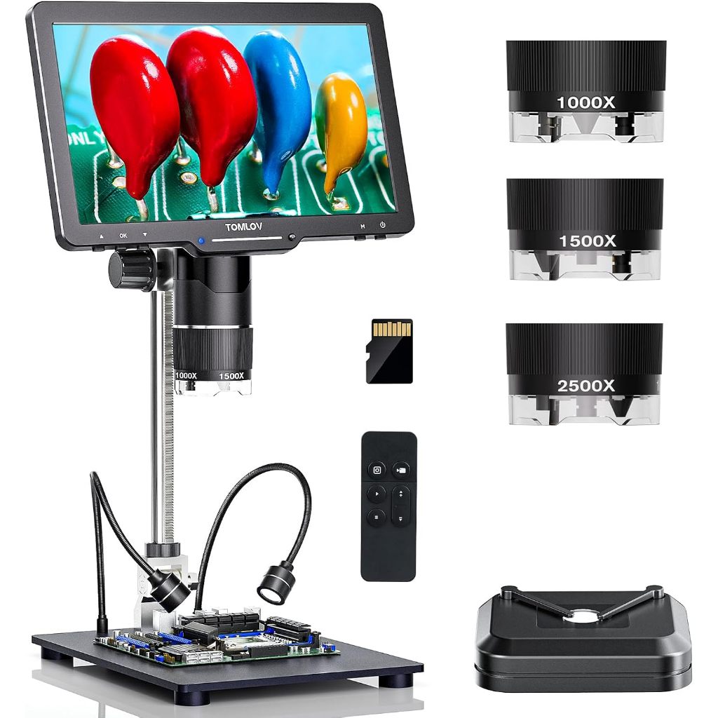 Kính hiển vi kỹ thuật số 3 chiều TOMLOV TriL110: Kính lúp kính hiển vi đồng xu HDMI 10.1 "2500X 2K đ